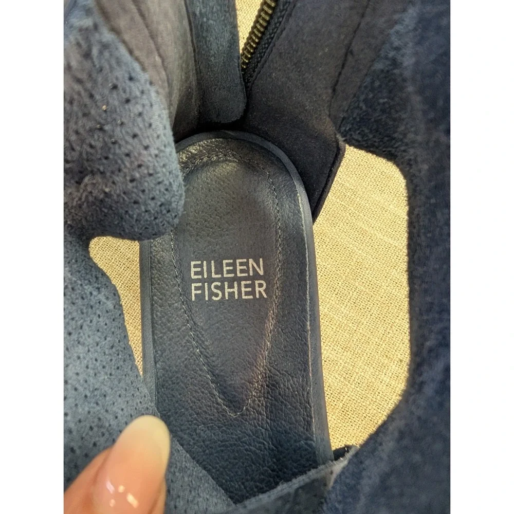 EILEEN FISHER 7 Sport Sandal In Blue Perforated Suede